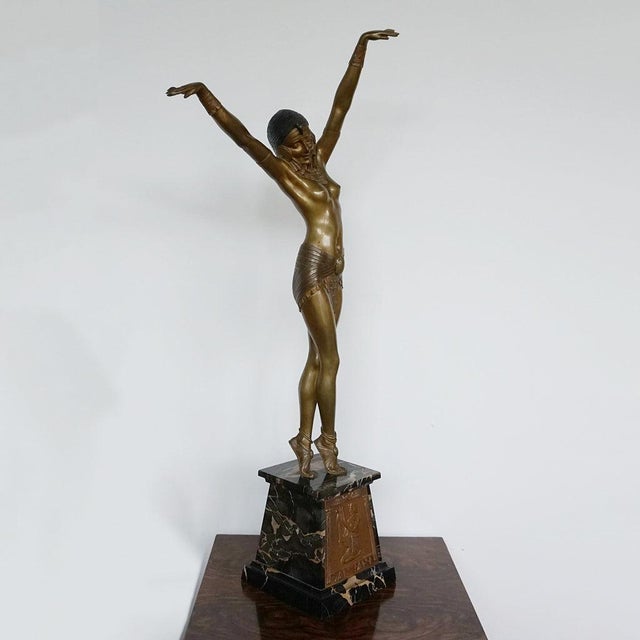 Egyptian dancer' by demetre chiparus. A cold painted bronze sculpture of a dancer dressed in egyptian style scantily clad...