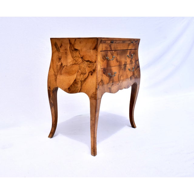 Italian Oyster Burl Two Drawer Small Chest / Side Table For Sale - Image 10 of 11