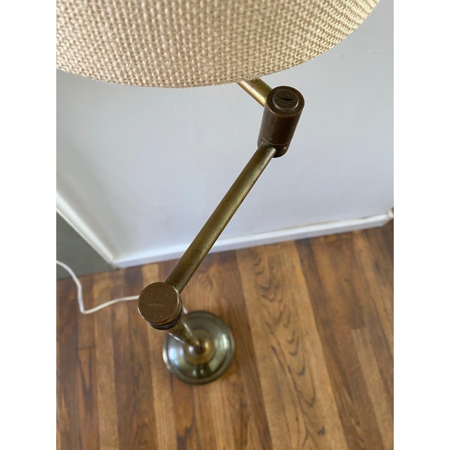 Mid 20th Century Vintage Brass Swing-Arm Library/Reading Floor Lamp For Sale - Image 5 of 11