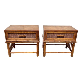 Vintage American of Martinsville Faux Bamboo Nightstands-A Pair For Sale