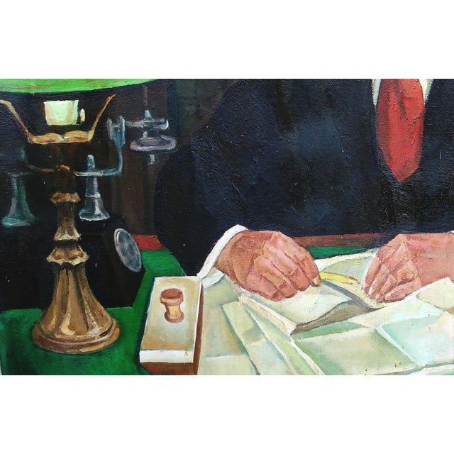 1970s Lenin Portrait, Antique Oil Painting, Soviet Socialist Realism Art 100-150 For Sale - Image 4 of 6