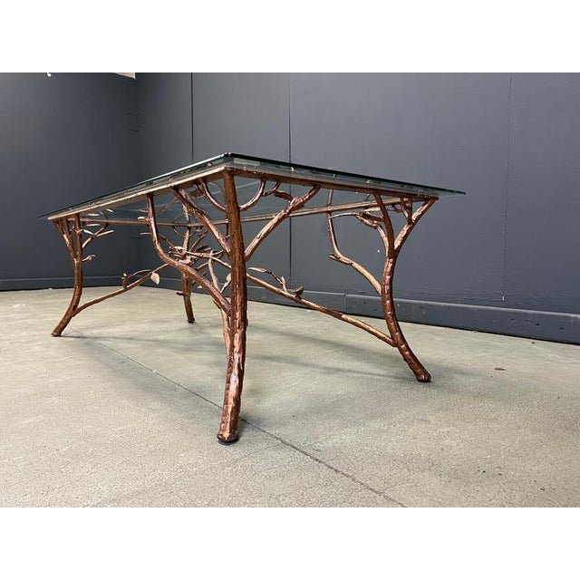 Vintage Hand Crafted Wrought Iron Tree Branches Cocktail Table with Glass, 1970s For Sale - Image 10 of 14