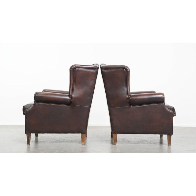 English-Style Wing Chairs in Cowhide, Set of 2 For Sale - Image 4 of 17