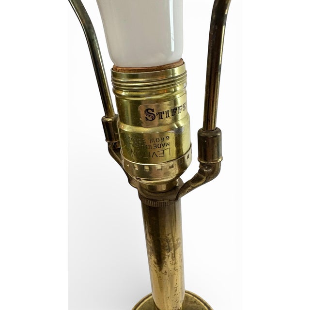 1960s 1960s MCM Neoclassical Column, Torchiere Stiffel Table Lamp, French Empire Style, Brass Finish & Glass 3-Way Elc. For Sale - Image 5 of 12