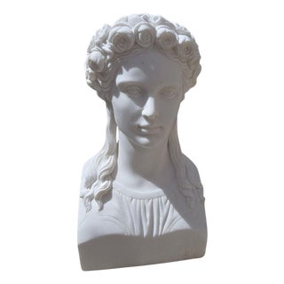 Italian Hand-Carved Marble Bust of Greek Woman, 1980s For Sale