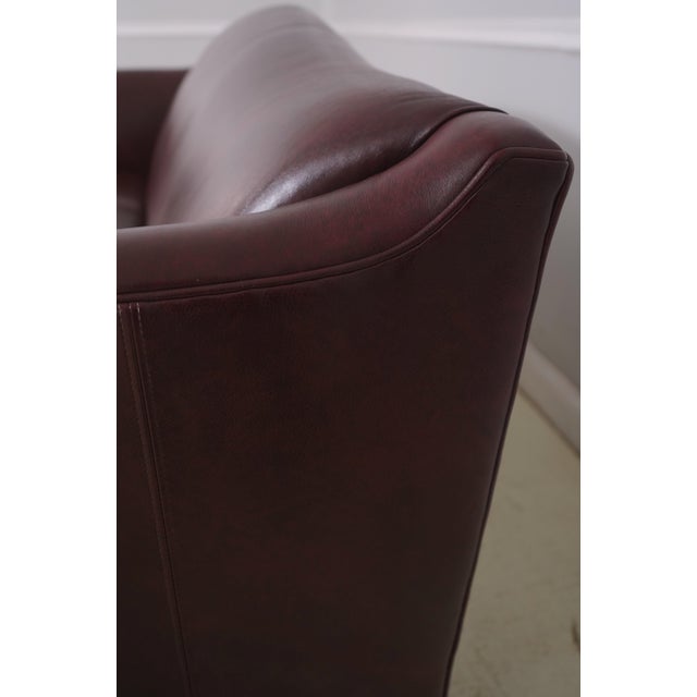 Ethan Allen Burgundy Leather Modern Sofa For Sale - Image 11 of 18