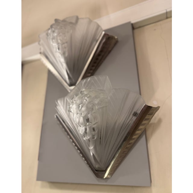 Art Deco Wall Sconces in Nickel-Plated Bronze from Petitot, 1930, Set of 2 For Sale - Image 14 of 18