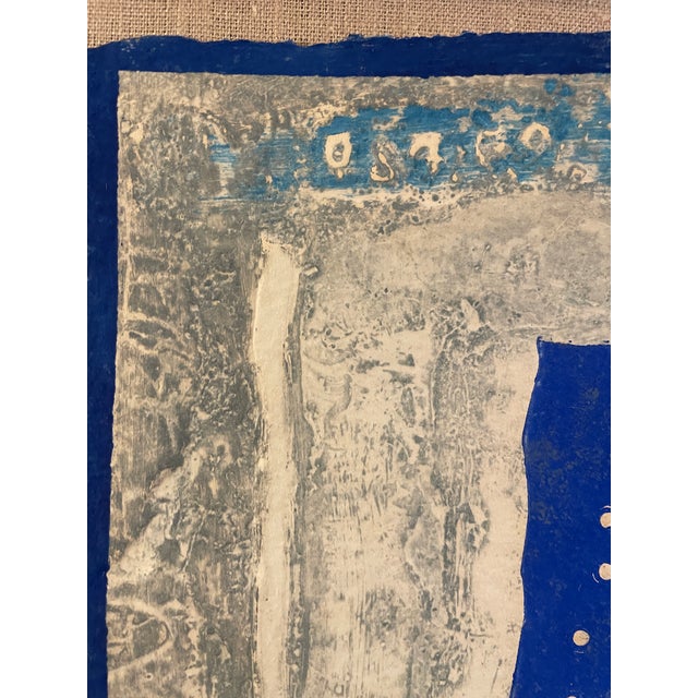 Printmaking Materials 1980 James Coignard Otage Et Bleu Carborundum Etching With Collage For Sale - Image 7 of 10