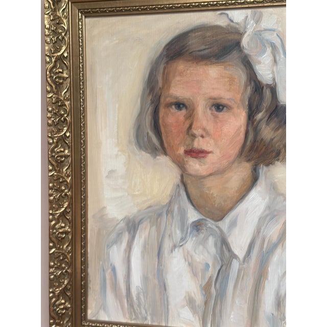 P. O. Linquist, Portrait of a Girl, 1946, Oil on Panel, Framed For Sale - Image 6 of 18
