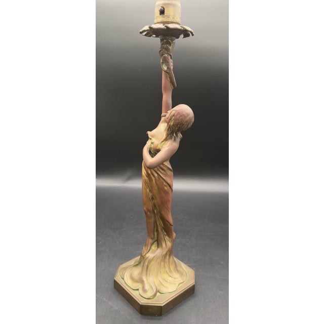 Bronze Antique Signed Ludwig Beck ( L. Beck ) Bronze Art Nouveau Table Lamp For Sale - Image 8 of 13