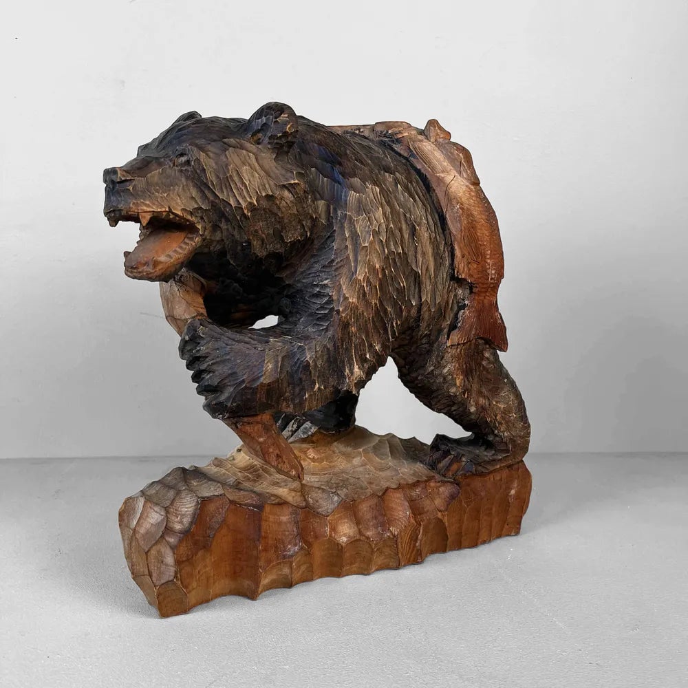 Wooden Hokkaido Kibori Kuma Bear, Japan, 1920s | Chairish