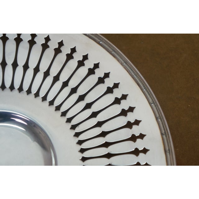 Traditional Late 20th Century Reticulated Pierced Footed Silver Plate Cake Serving Tray Stand 10" For Sale - Image 3 of 9
