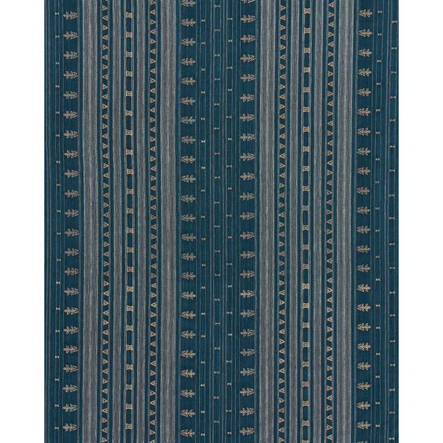 A refined, multi-width stripe, Nima Embroidered Cotton Linen was inspired by a vintage blanket from India. Made of hand-...