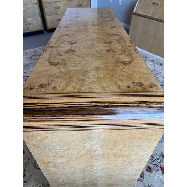 Mid-Century Modern Vintage Henredon Scene Two Burlwood Console Table For Sale - Image 3 of 8