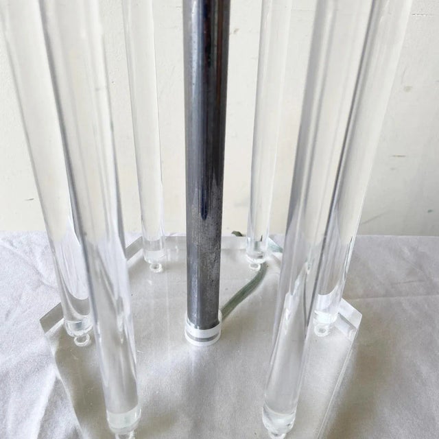 Postmodern Lucite Bars Table Lamp For Sale - Image 4 of 6