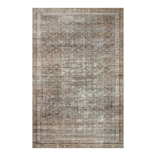 Chris Loves Julia x Loloi Jules Ink / Terracotta 18" x 18" Sample Rug For Sale