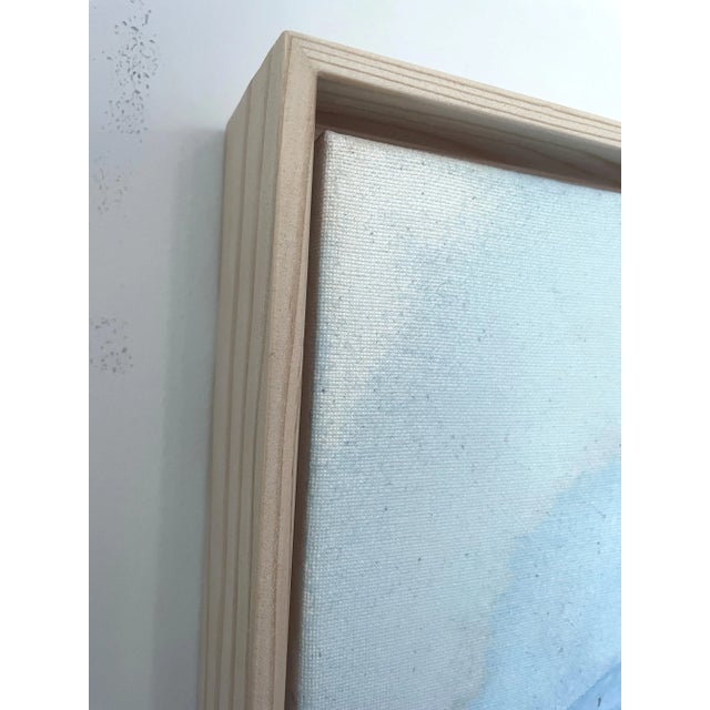 2020s "Raku No01" Dimensional Texture Abstract Painting in Atmospheric Sky Blue and Periwinkle, Framed For Sale - Image 5 of 10