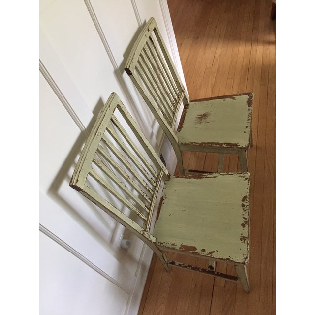 Modern Crate & Barrel ”Village” Green Dining Chairs a Pair Chairish