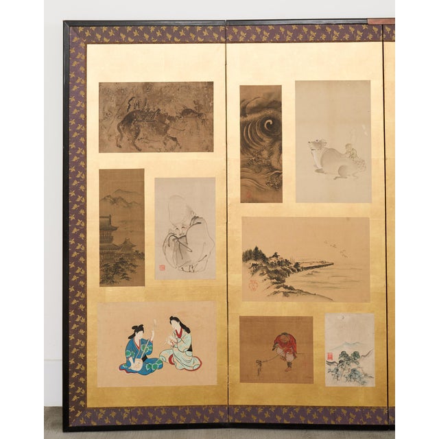 Pair Japanese Edo Six Panel Harimaze Decoupage Screens For Sale - Image 4 of 18