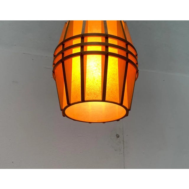 Mid-Century Wooden Cocoon Pendant Lamp For Sale - Image 13 of 18