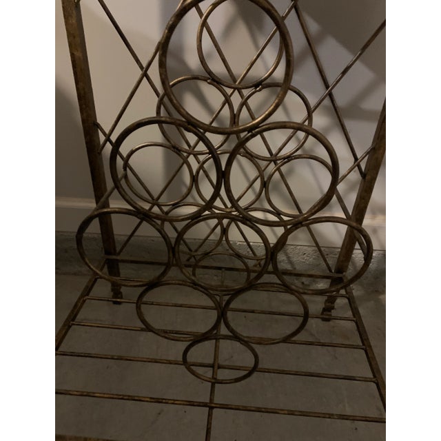 1990s 1990s Horchow Wrought Iron Bakers Rack With Stone Shelves and Wine Rack For Sale - Image 5 of 9