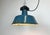 Industrial Blue Enamel Factory Lamp with Cast Iron Top, 1960s For Sale - Image 9 of 16