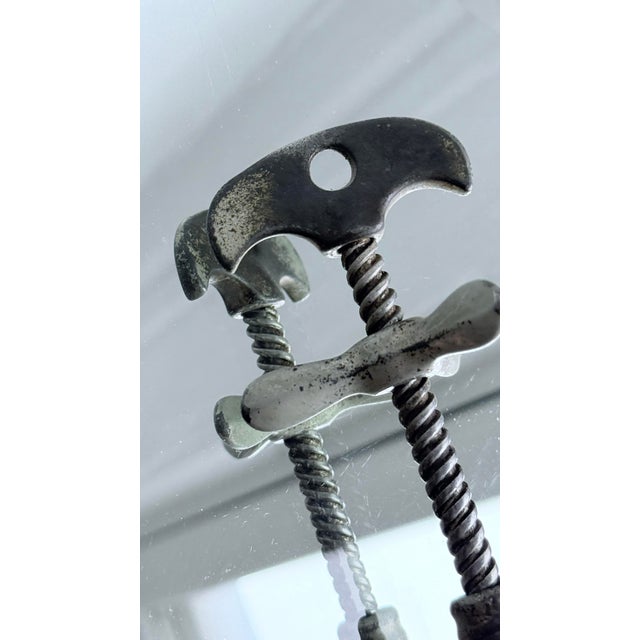 Brass 1950s Mid-Century Modern Italian Brass Winged & Silver Rack-and-Pinion Corkscrew Wine Opener Set For Sale - Image 8 of 11