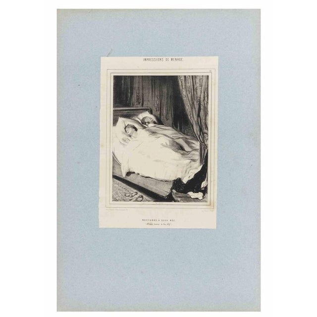 Lithograph on paper, plate 16 from the Series "impressions de Ménage". An original nineteenth-century lithograph by the...
