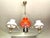 Neoclassical Gilt Chandelier with White and Orange Domes, 1950 For Sale - Image 13 of 13