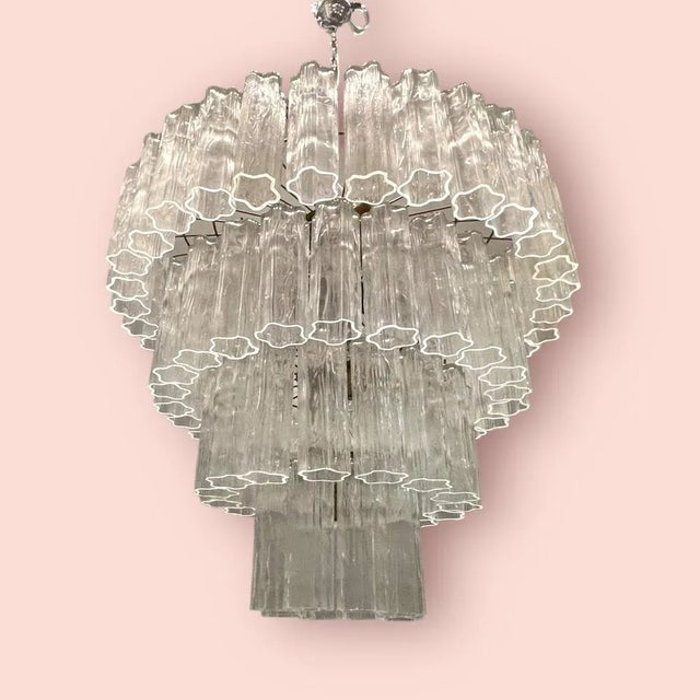 Large Tronchi Murano Glass Tube Chandelier by Paolo Venini, 1980s For Sale - Image 7 of 13