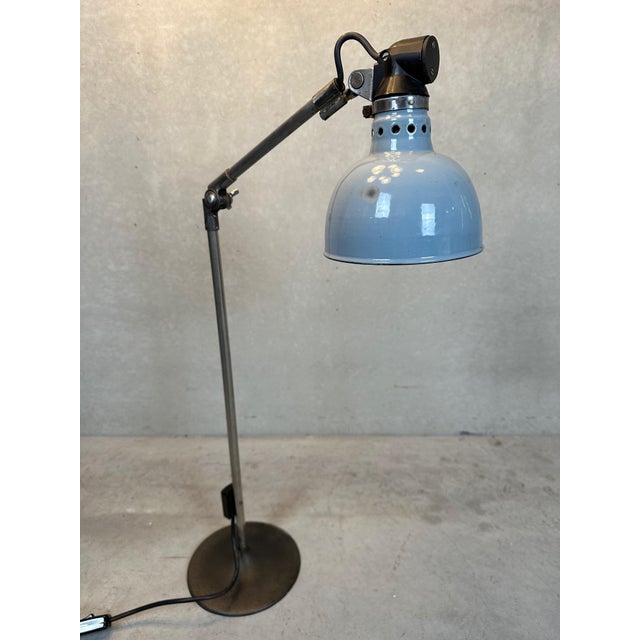 Beautiful machine lamp from Rademacher with shade in 3 colors of enamel (inside: white, edge: black and outside: gray-...