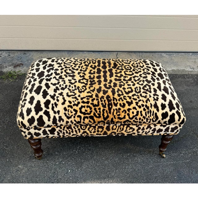 2000 - 2009 George Smith Standard Style Leopard Ottoman For Sale - Image 5 of 5
