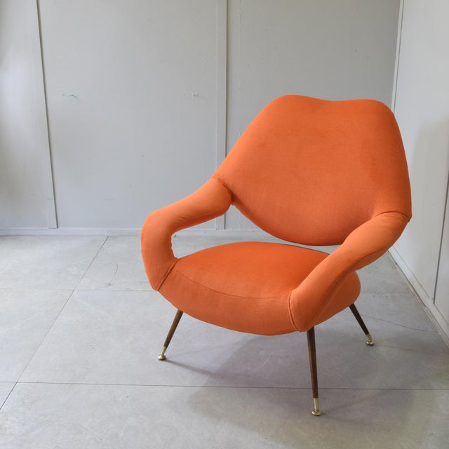 DU 55 Armchair in Walnut and Brass by Gastone Rinaldi for Rima, 1950s For Sale - Image 6 of 12