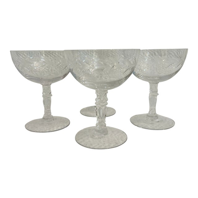 Mid 20th Century Fostoria “Holly Clear” Coupes or Low Sherbets - A Set of 4 For Sale