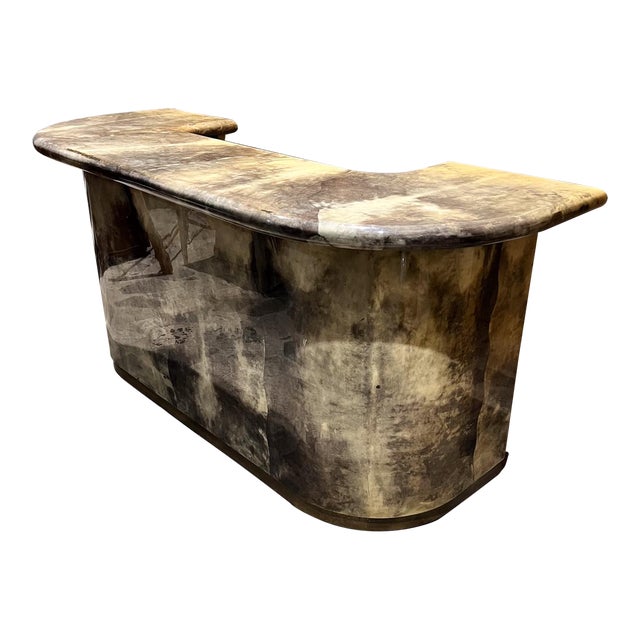 1970s Style of Aldo Tura Lacquered Goatskin Bar Reception Desk For Sale