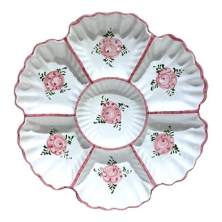 Vintage Mid-Century Modern Hand Painted Vestal Portugal Serving Dish Tray For Sale
