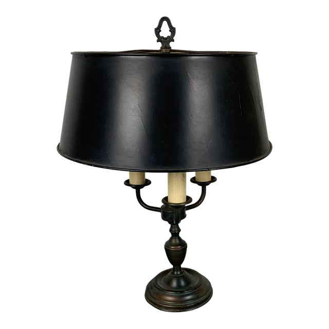 Vintage 3 Candle French Empire-Style Brass Bouillotte Desk Lamp For Sale