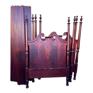Antique DuncanPhyfe Mahogany Four-Poster Twin Bed Frame Set