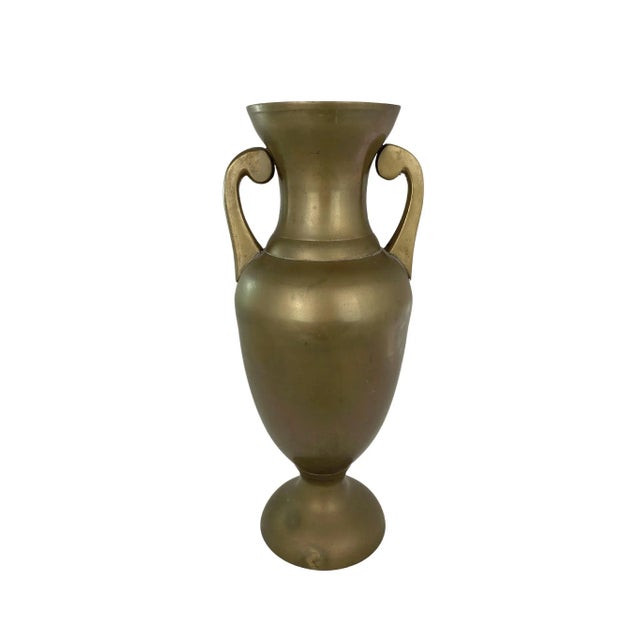 Art Deco Mid-Century Solid Brass Trophy Vase For Sale - Image 3 of 5