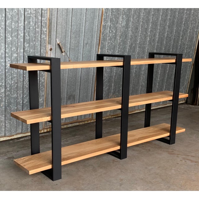New Custom Etagere with Three Oak Shelves and Iron Structure For Sale - Image 17 of 18