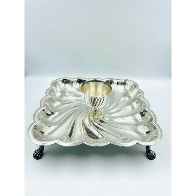 Vintage F. B. Rogers Silverplate Square Claw Foot Shrimp Server For Sale - Image 12 of 12