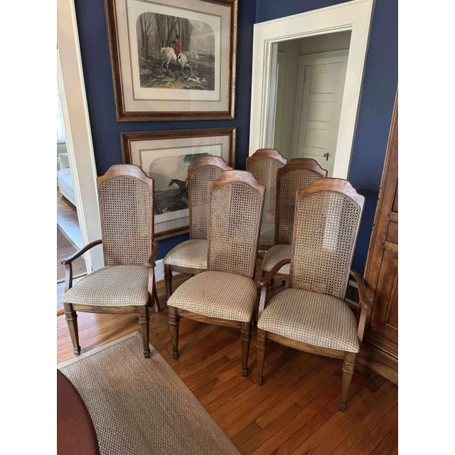 Brown Mid-Century Stanley Furniture Company Cane Back Provincial Dining Chairs - A Set of Six For Sale - Image 8 of 12