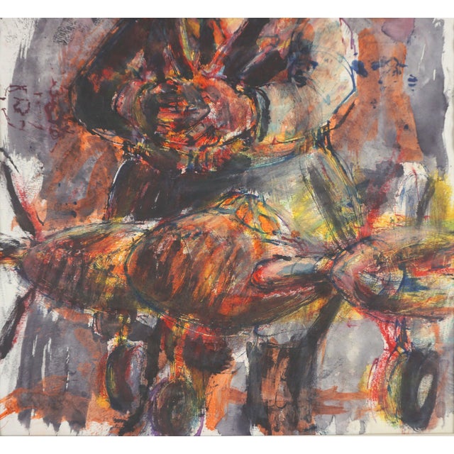 Abstract Expressionist Tempera on Paper Figurative -- The Pilot and His Plane by Jean Kellogg For Sale - Image 4 of 6