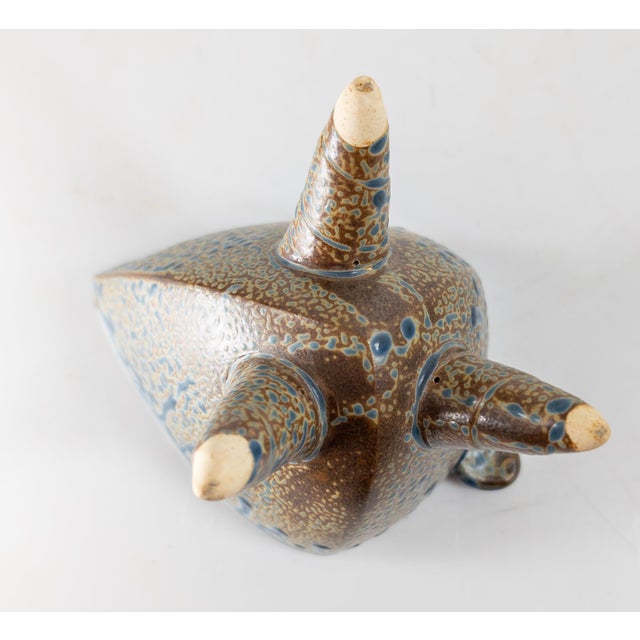 Ceramic Mid-Century Modern Drip Glazed Art Pottery Pitcher or Ewer For Sale - Image 7 of 9