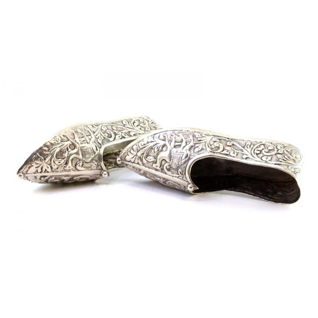 Metal Arabic Slippers with Camels and Plant Reliefs, Set of 2 For Sale - Image 7 of 8