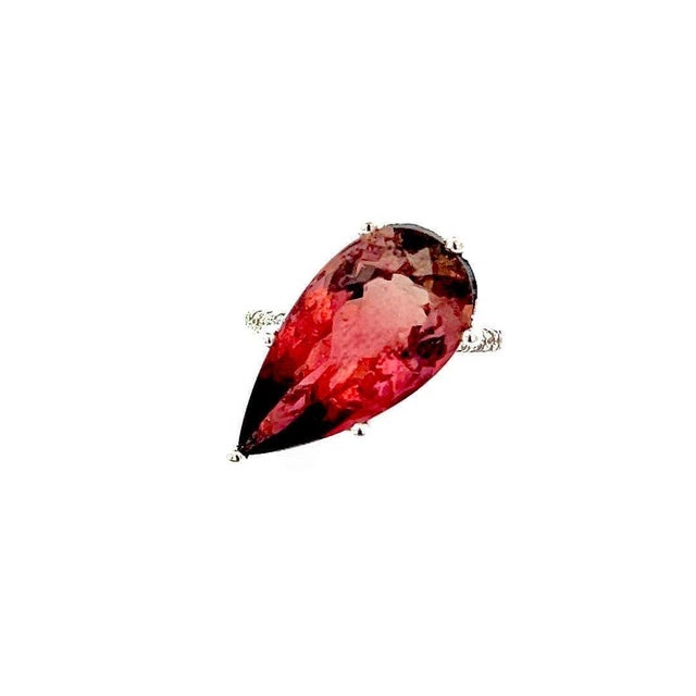 Natural Tourmaline Diamond Ring 6.5 14k W Gold 10.84 TCW Certified For Sale In New York - Image 6 of 8