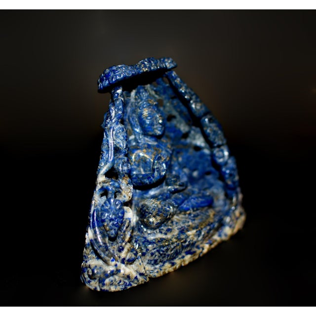 Late 20th Century Lapis Lazuli Buddha in Alcove Finely Carved For Sale - Image 5 of 14