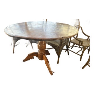 Antique French Fruitwood Round Kitchen Dining Table 45 Inches For Sale