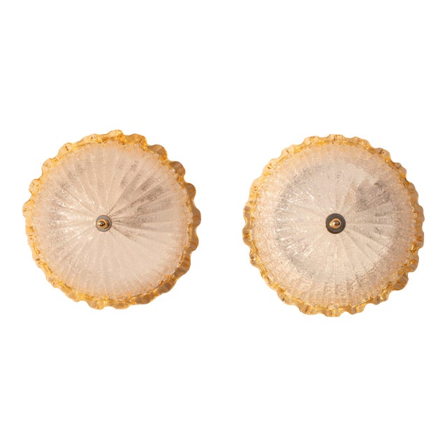 Set of 2 Italian Yellow Murano Glass Ceiling Fixture, Murano, 1970 For Sale