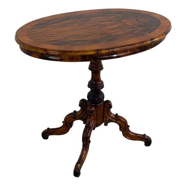 Antique Historicist Oval Walnut Table, 1880s For Sale